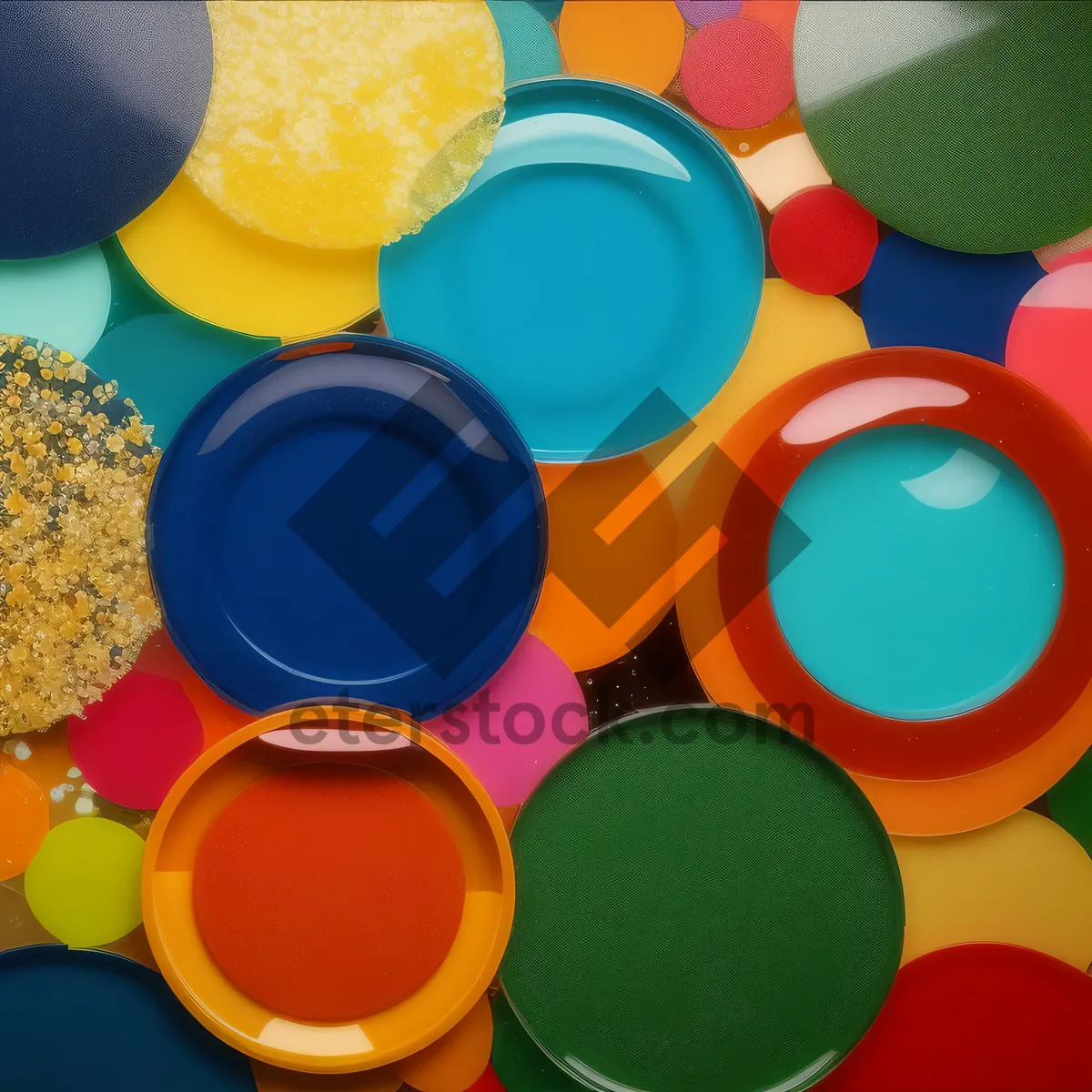 Picture of Colorful circle pattern design with bright yellow accents