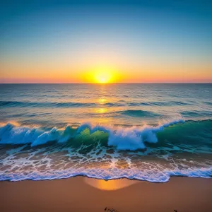 Serene Sunset Over Tropical Beach Paradise