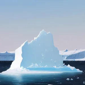 Frozen Arctic Sky: Majestic Iceberg Reflection in Cold Ocean