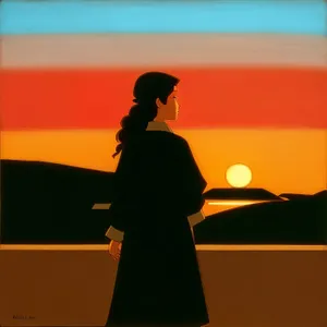 Silhouette of a Businessman Planning at Sunset