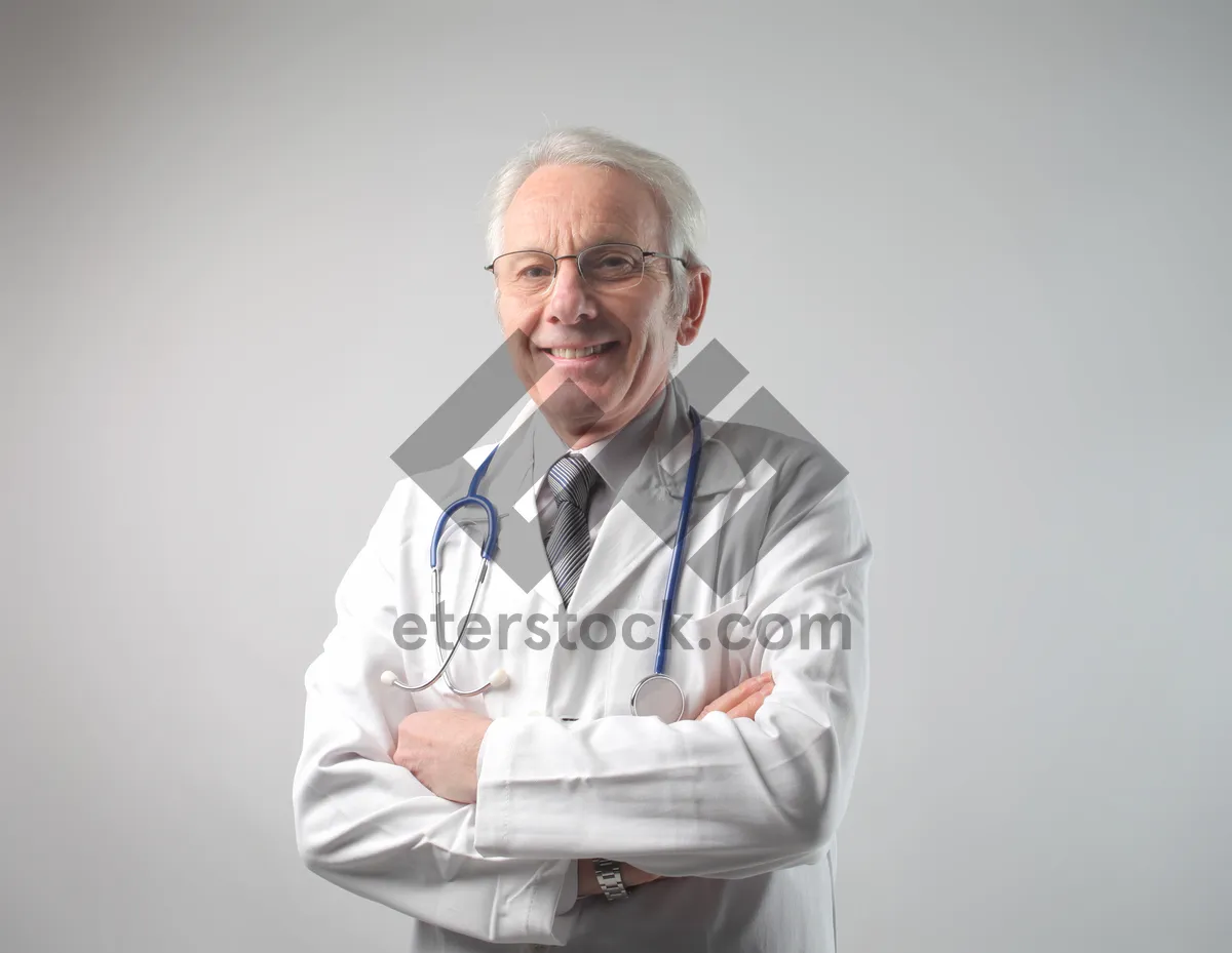 Picture of Smiling male doctor in professional medical attire.