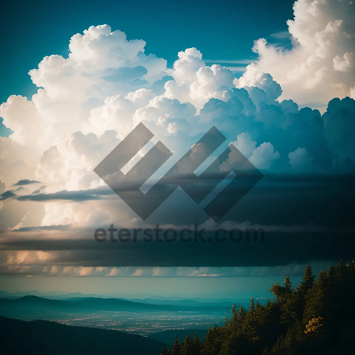 Picture of Serene Summer Sky Over the Clear Lake