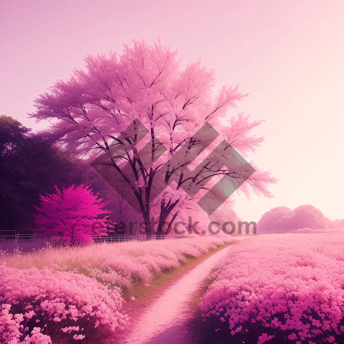 Picture of Pink Lilac Shrub in Colorful Landscape