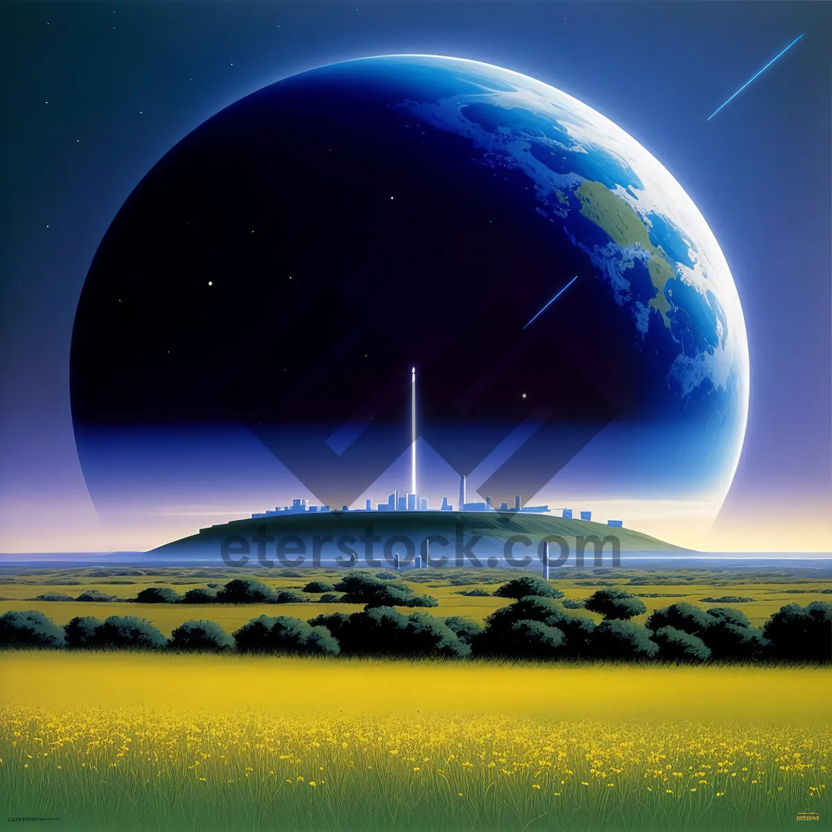 Picture of Enchanting Horizon: A Serene Sky with Mesmerizing Moon