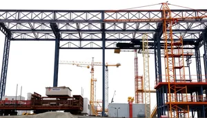 Steel Crane Lifting Equipment at Urban Construction Site