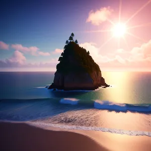 Serene Sunset Over Tropical Beach