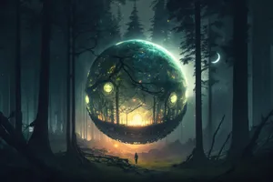 Digital moonlight in a wire globe design