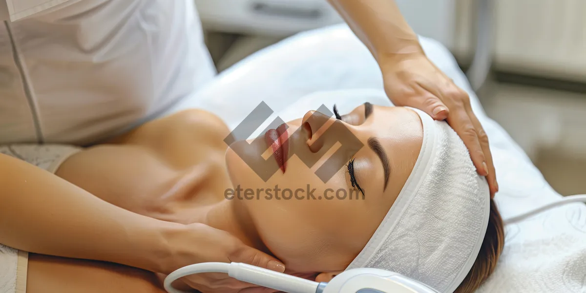 Picture of Healthy and Happy Brunette Lady Relaxing in Bedroom Spa