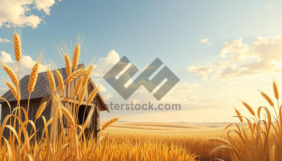 Picture of Golden Wheat Field at Sunset - Agricultural Landscape Photo