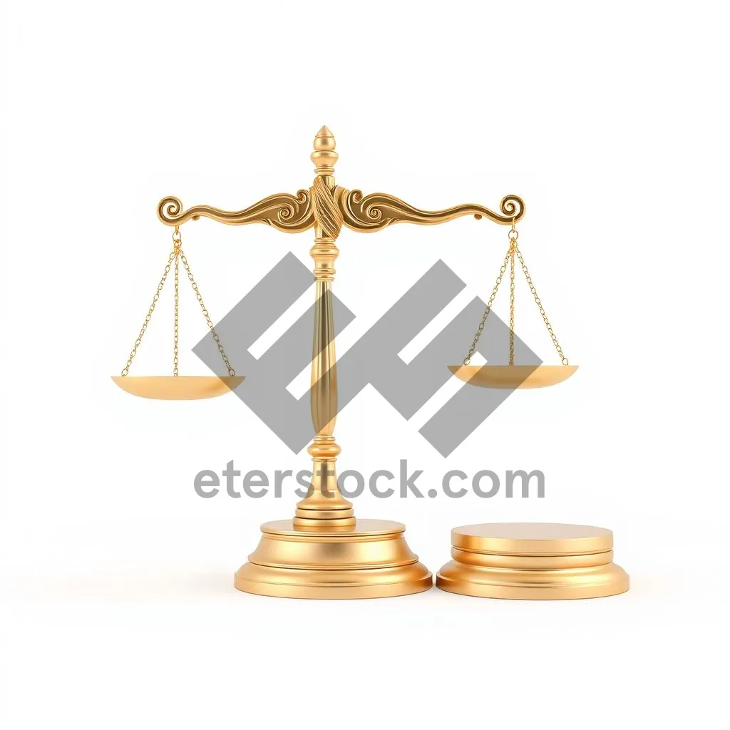 Picture of Golden justice scales - business symbol in 3D