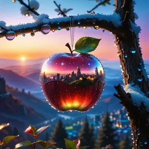 Festive Winter Apple Tree Decoration Ornament