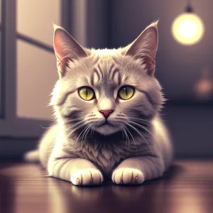 Furry Feline Fluffball: Cute Domestic Kitten with Playful Whiskers