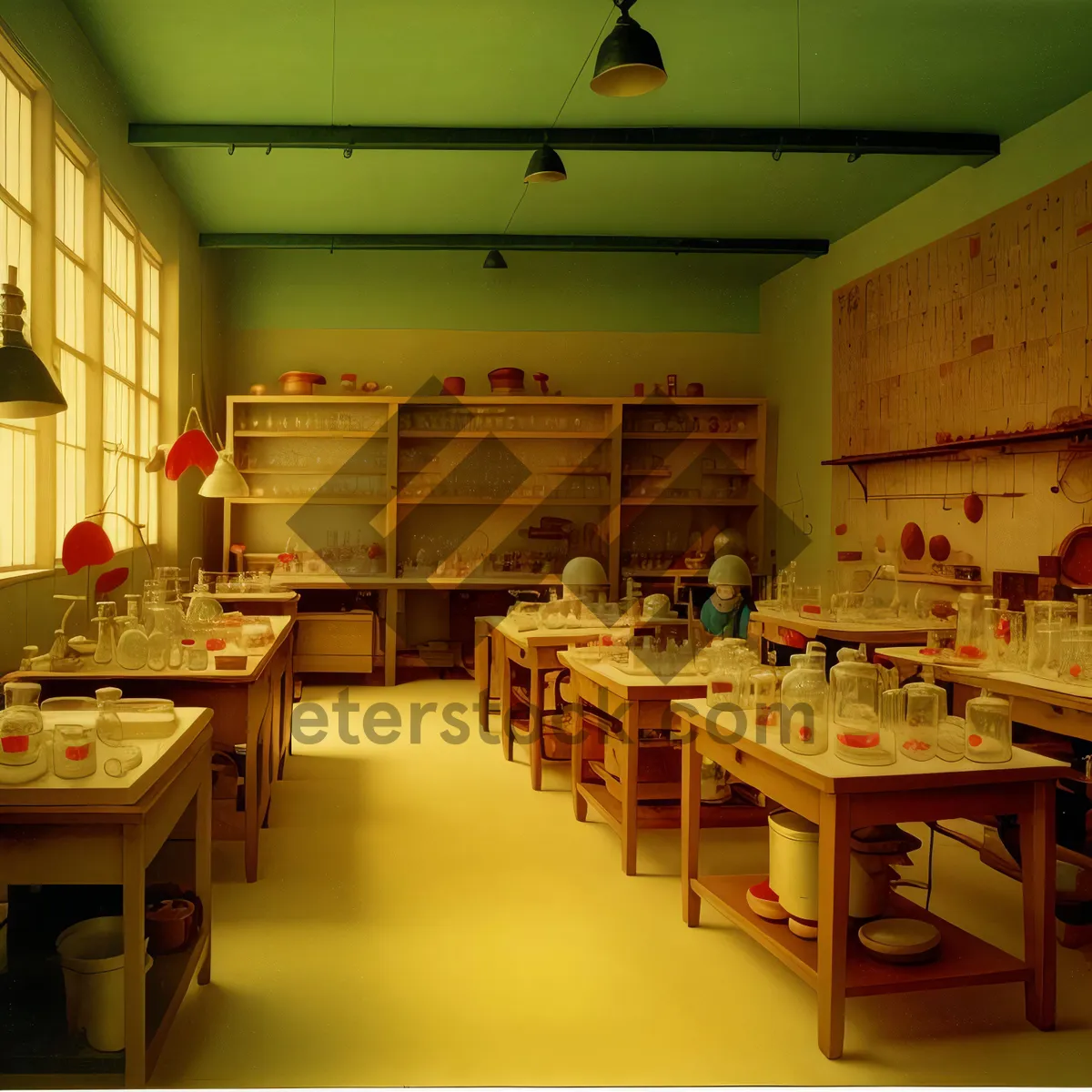 Picture of Modern classroom with stylish furniture and ample lighting.