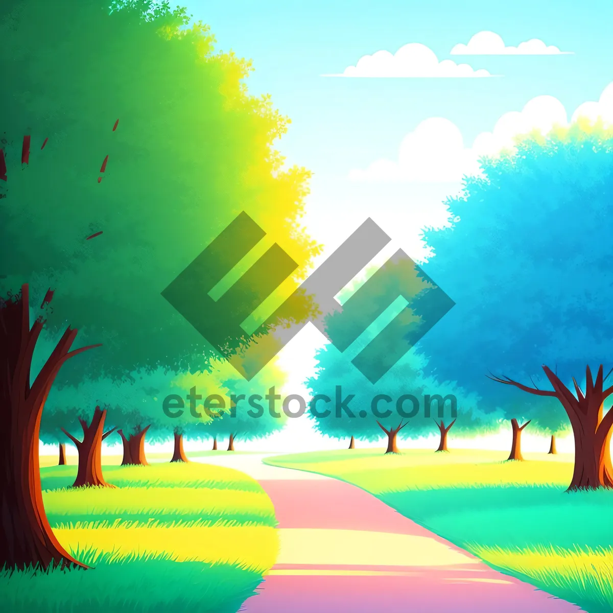 Picture of Vibrant Country Sunrise Over Meadow and Fields