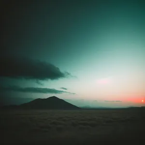Sunset Horizon over Majestic Mountains