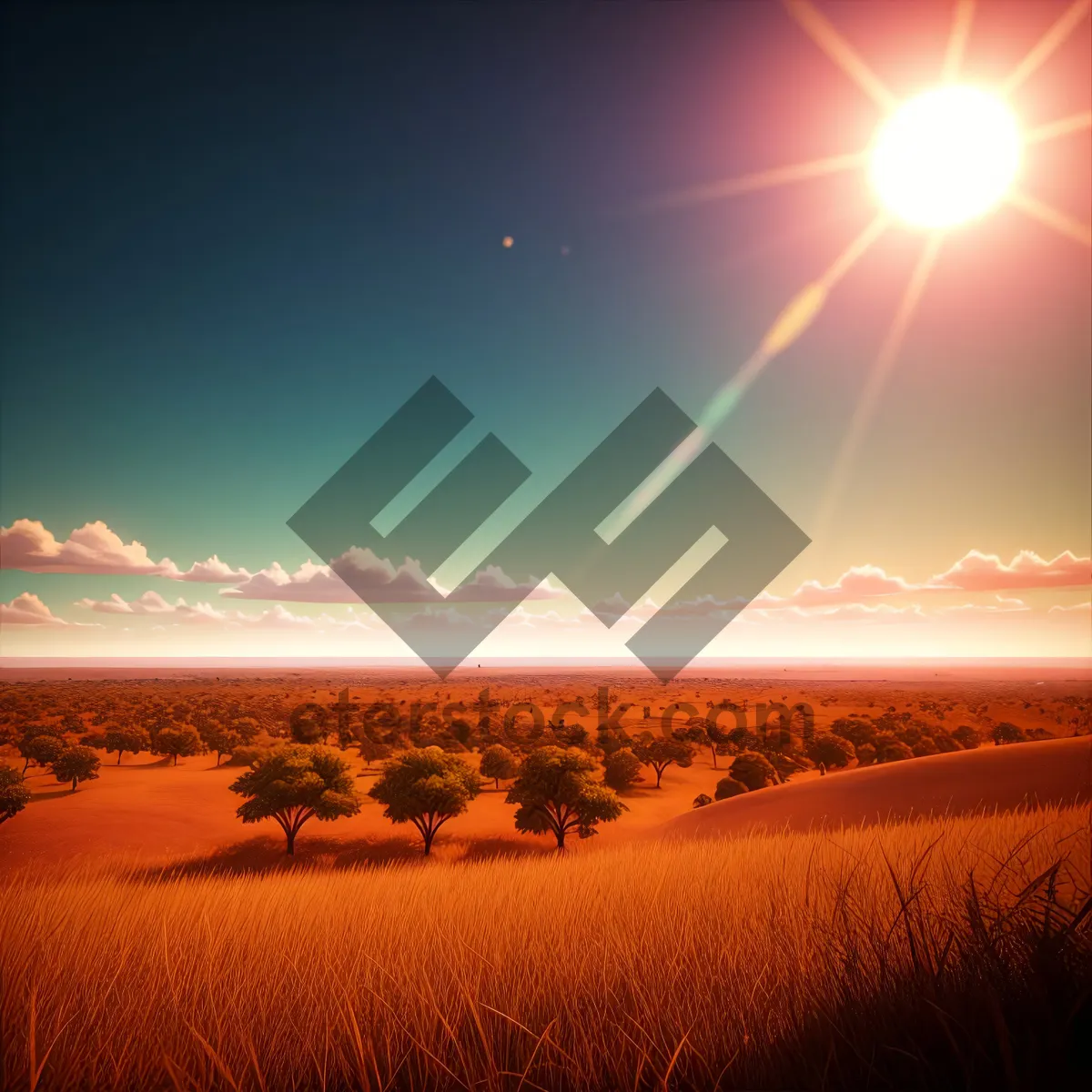 Picture of Golden Horizon: Radiant Sunset over the Glistening Sea