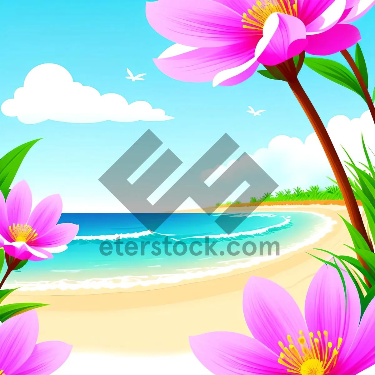 Picture of Lotus Bloom: Pink Pollen Design - Colorful Graphic Art