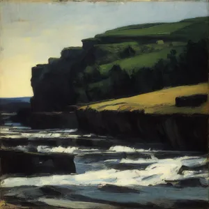 Serene Coastal Shipwreck: A Captivating Summer Beachscape