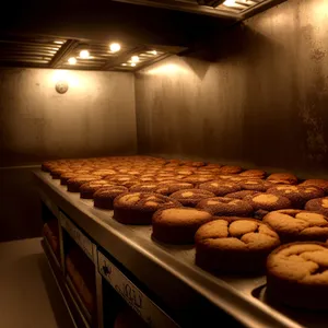 Freshly baked brown bread in bakery kitchen