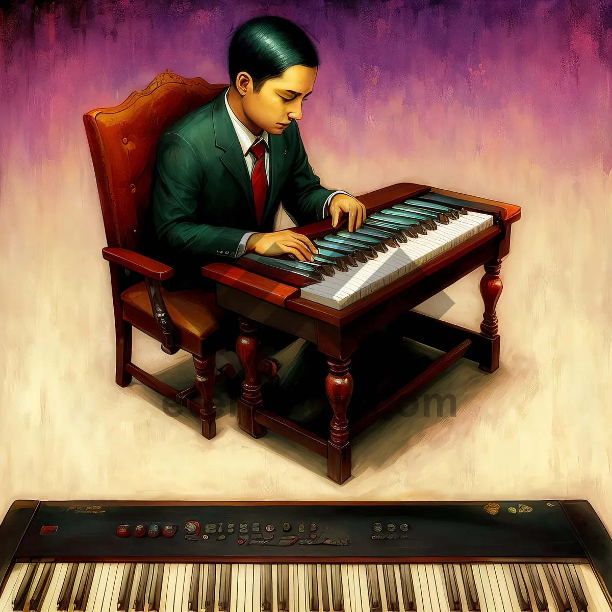 Picture of Energetic musician playing an electronic keyboard