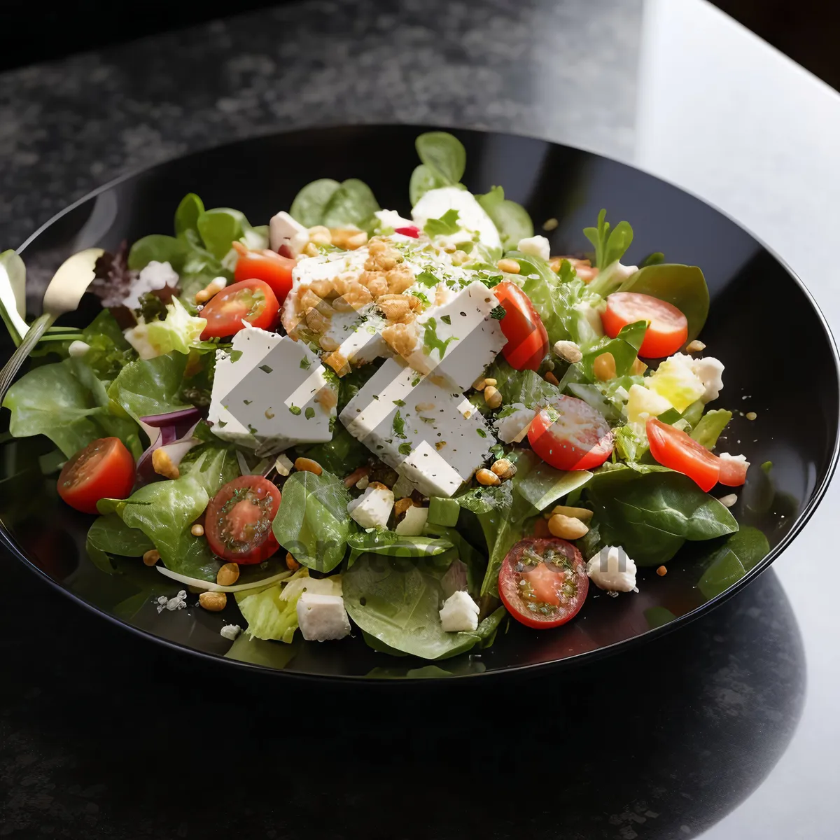 Picture of Fresh Vegetable Gourmet Salad in White Bowl