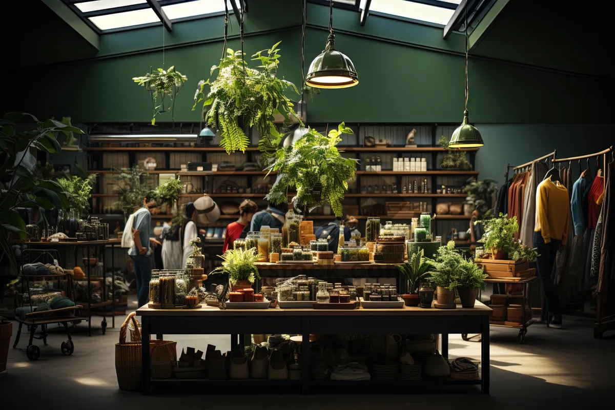 Picture of Supermarket interior with counter and chairs