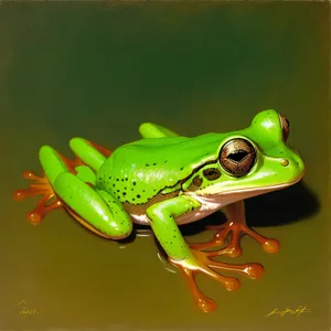 Orange-eyed Tree Frog Glancing Through Trees