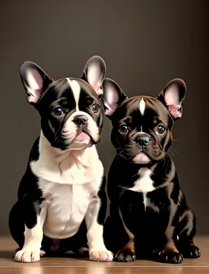 Adorable bulldog puppy sitting, looking cute in studio