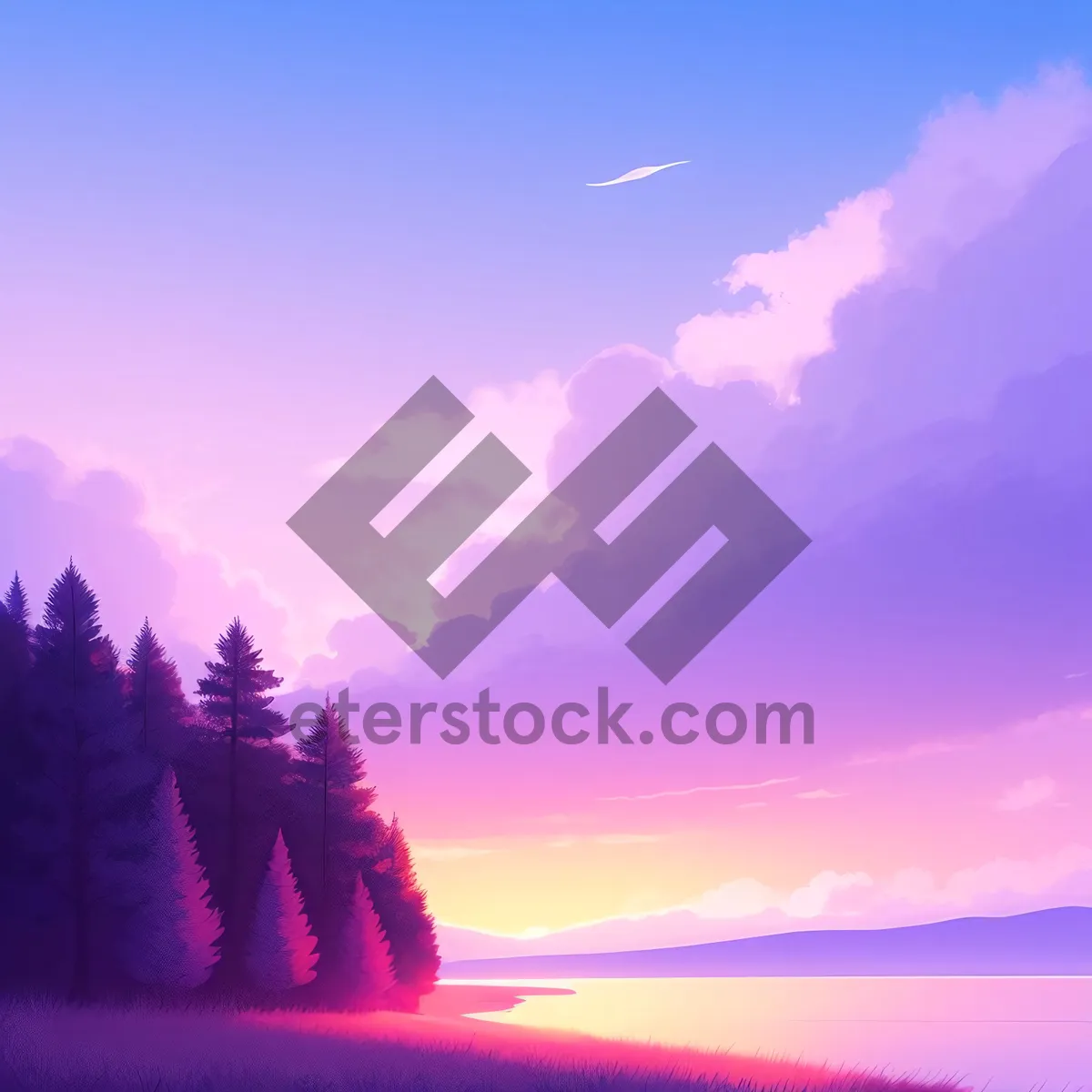Picture of Vibrant Sunset Sky Over Water