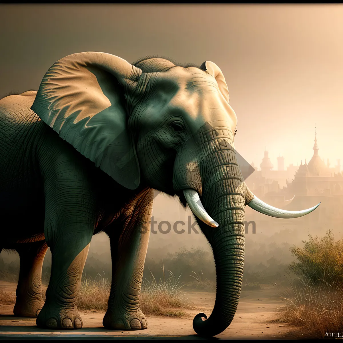 Picture of Majestic Tusker in African Wilderness