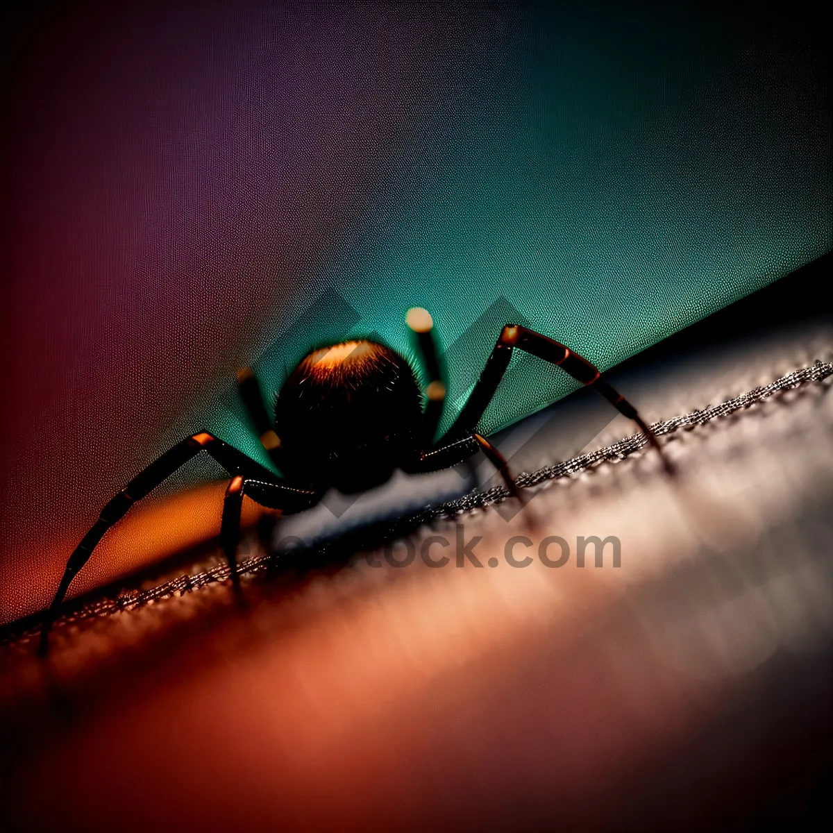 Picture of Close-up of a Black Widow Spider on Green Grass.