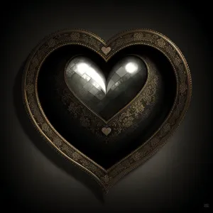 Shiny Heart Symbol Graphic - 3D Shield Design