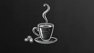 Black Coffee Cup Graphic Art Design with Steam