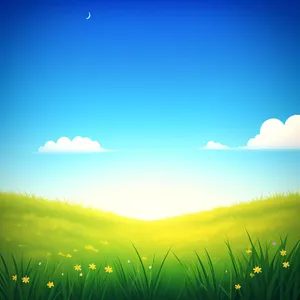 Golden Horizon: Vibrant Meadow under Clear Sky