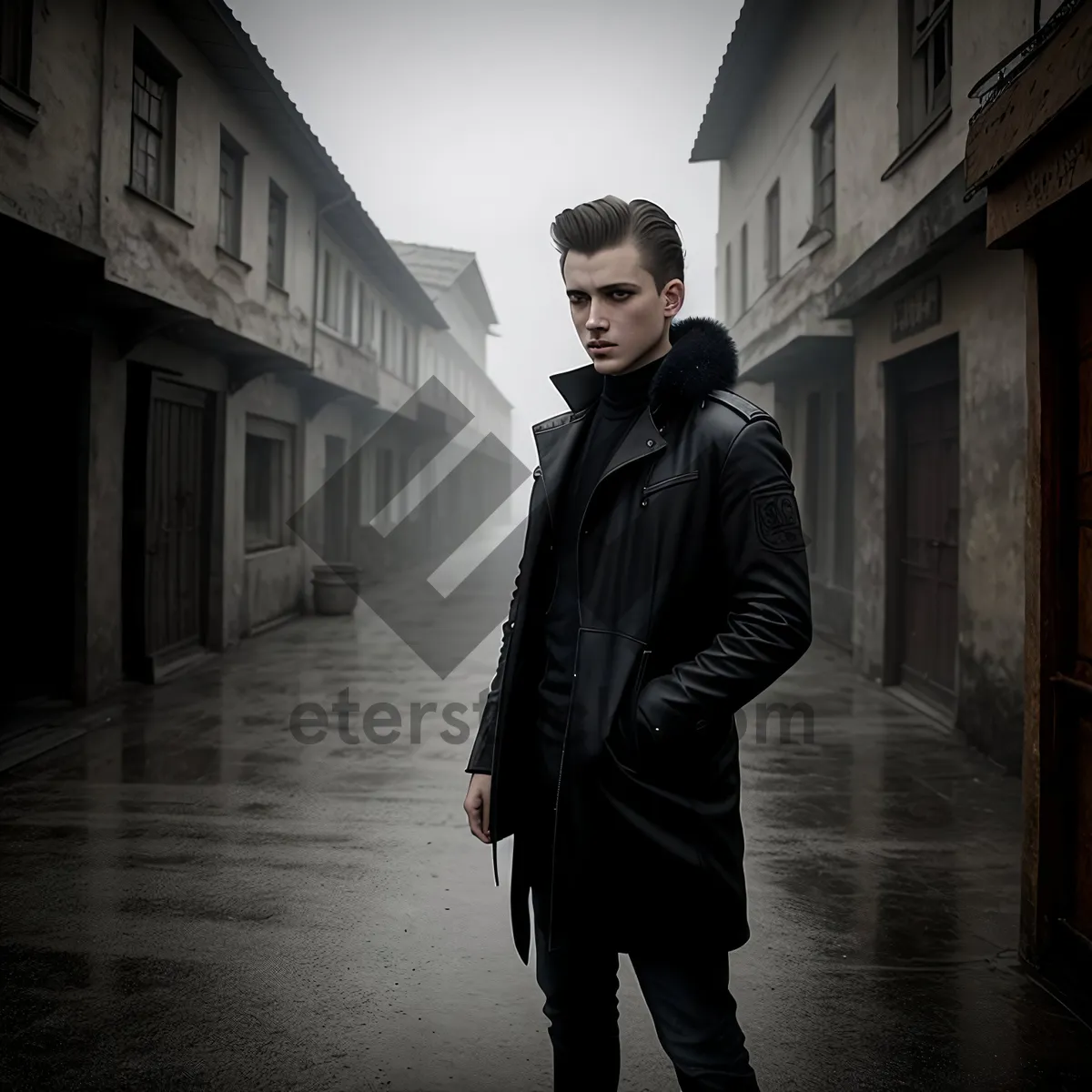 Picture of Urban businessman in stylish suit walking on city street