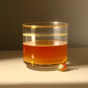 Yellow Honey Tea in Transparent Mug with Glass