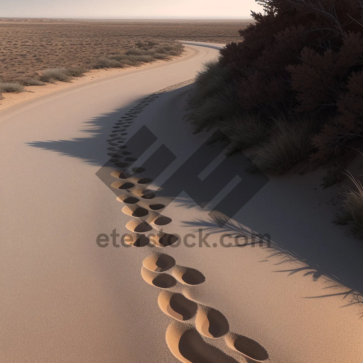 Picture of Serenity on the Shoreline: Sunset over a Sandy Beach