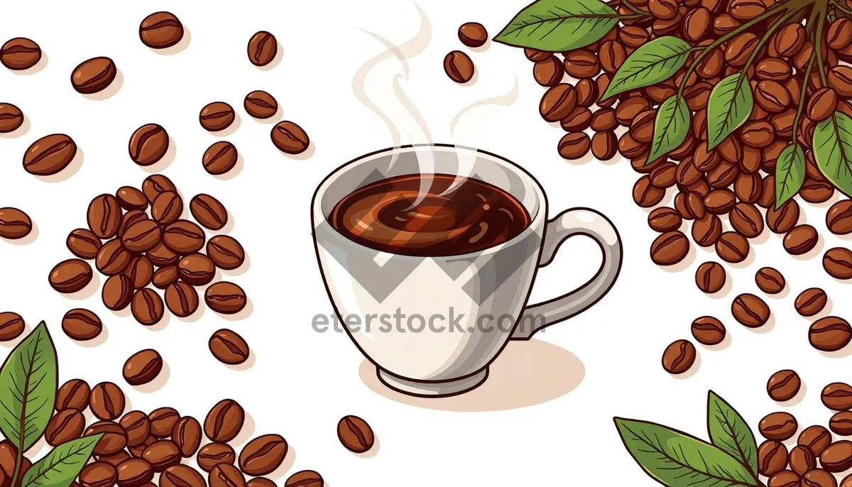 Picture of Tasty breakfast coffee on black saucer mug