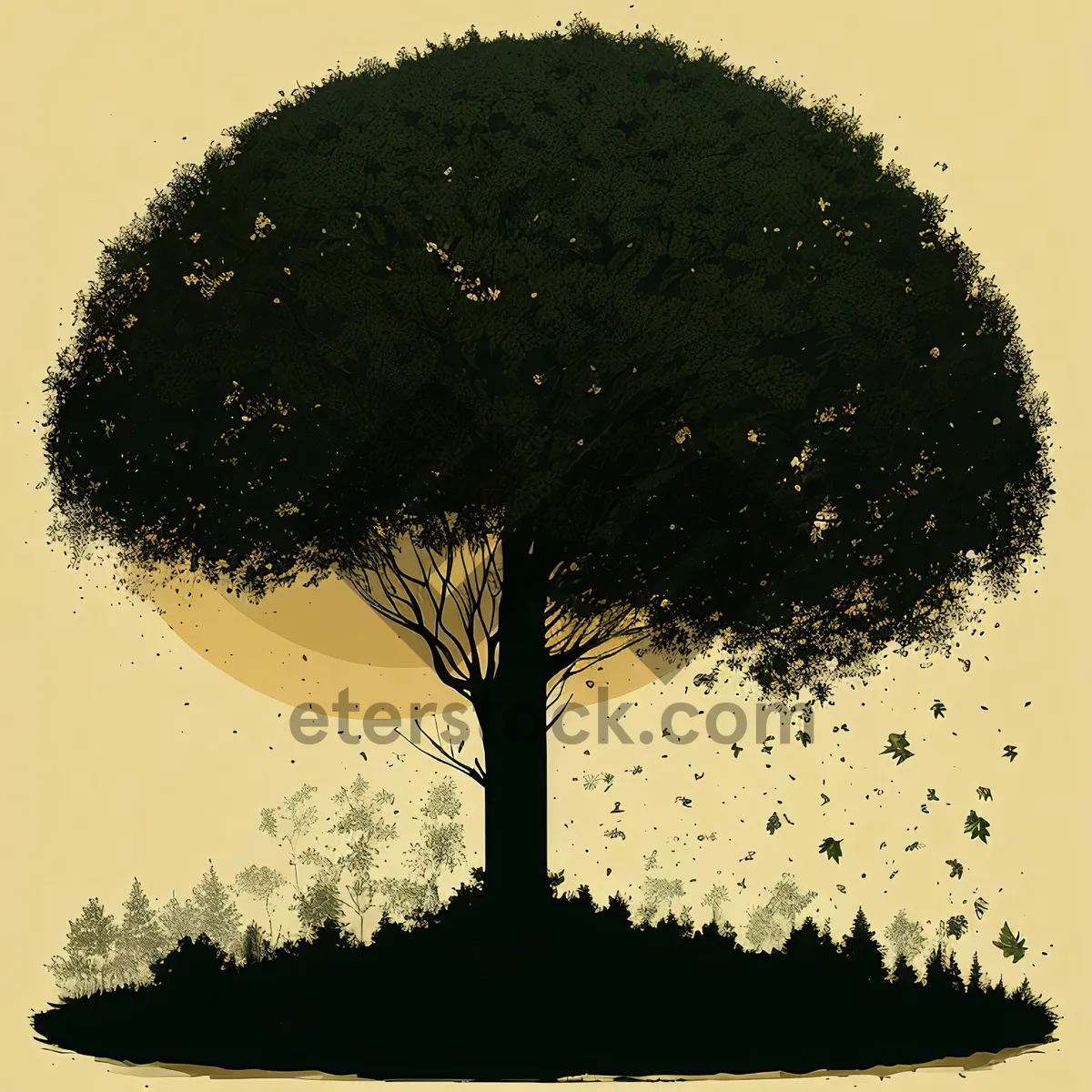 Picture of Grunge Ink Splatter Tree Art