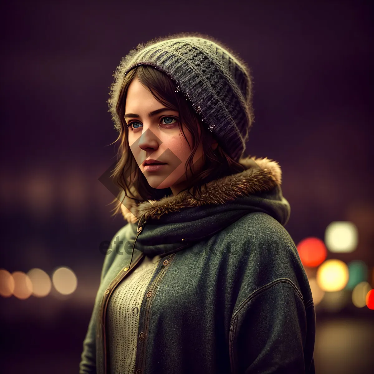 Picture of Beautiful Lady Posing in Stylish Hat with a Smile