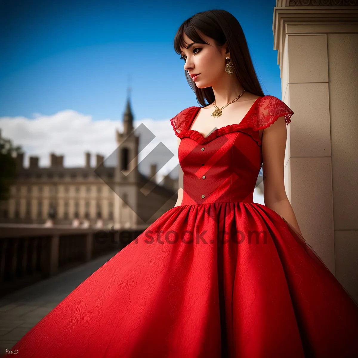 Picture of Elegant Bride in Beautiful Wedding Dress