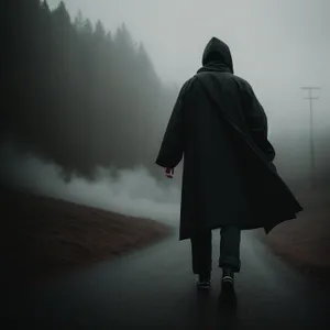 Silhouette of a Cloaked Man