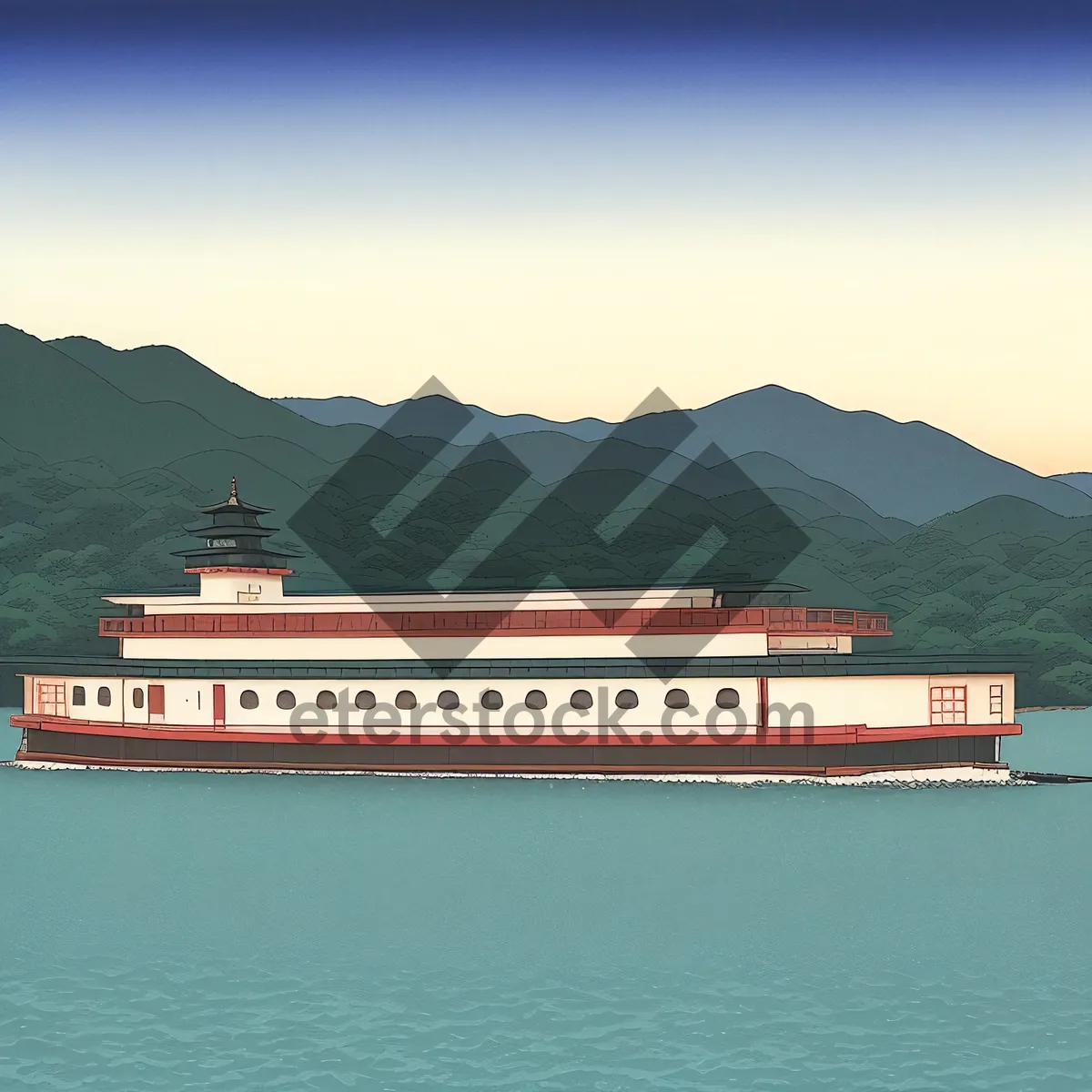 Picture of Ocean Cruiser Ship Traveling on the Sea