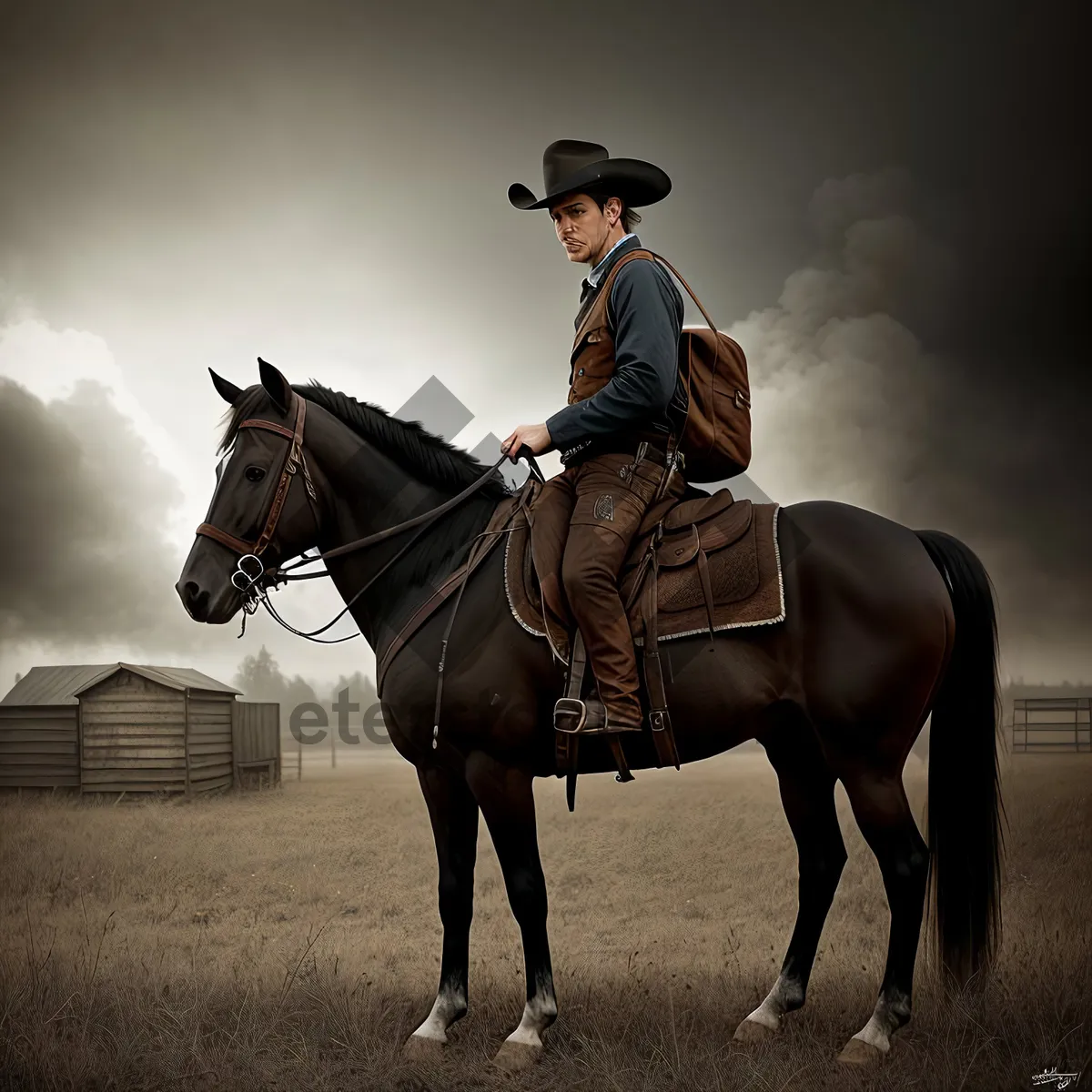 Picture of Sidesaddle Cowboy - Riding a Majestic Stallion