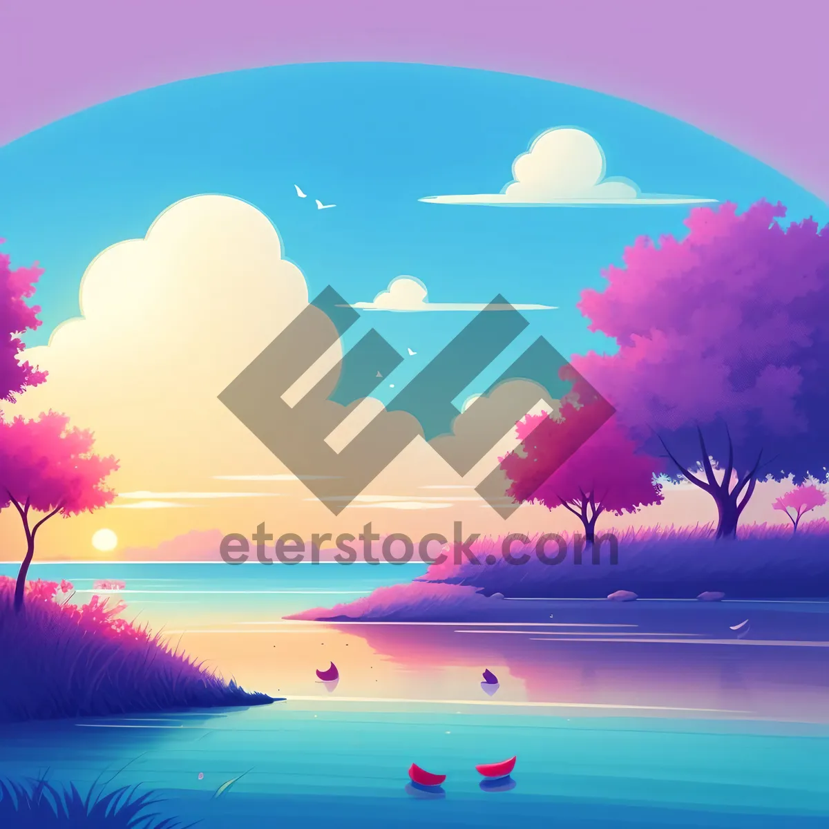 Picture of Summer Night Sky: Serene Moonlit Tree with Stars