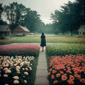 Spring Tulip Garden in Park