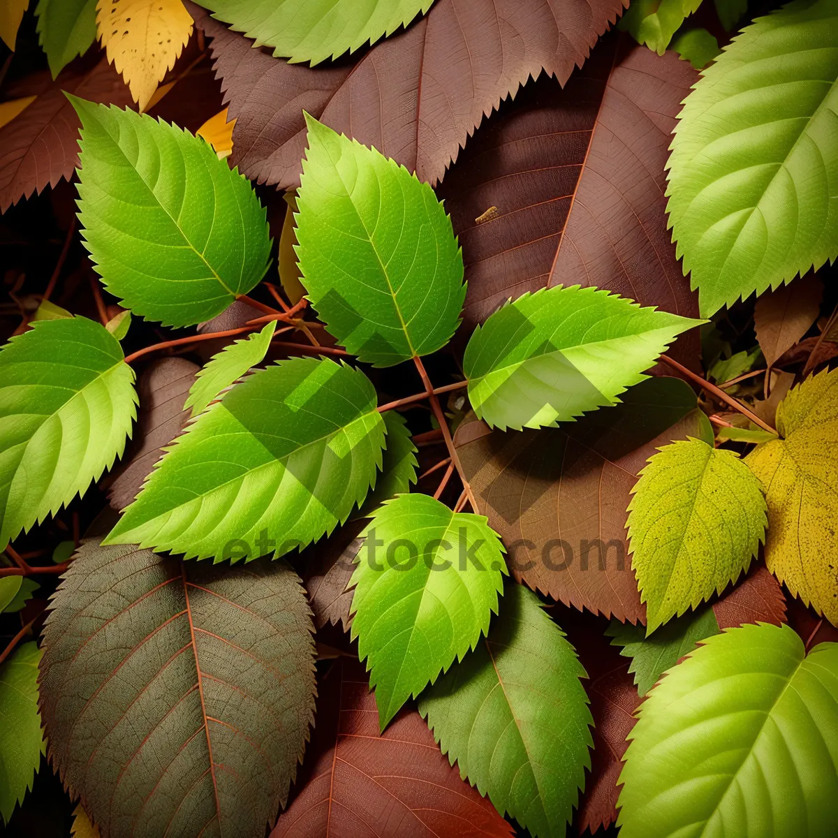 Picture of Vibrant Leaves in a Sunlit Forest