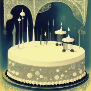 Polka Dot Cake Design on Decorative Tray.