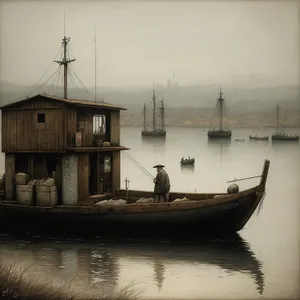 Serene Coastal Village with Boathouse on the Canal