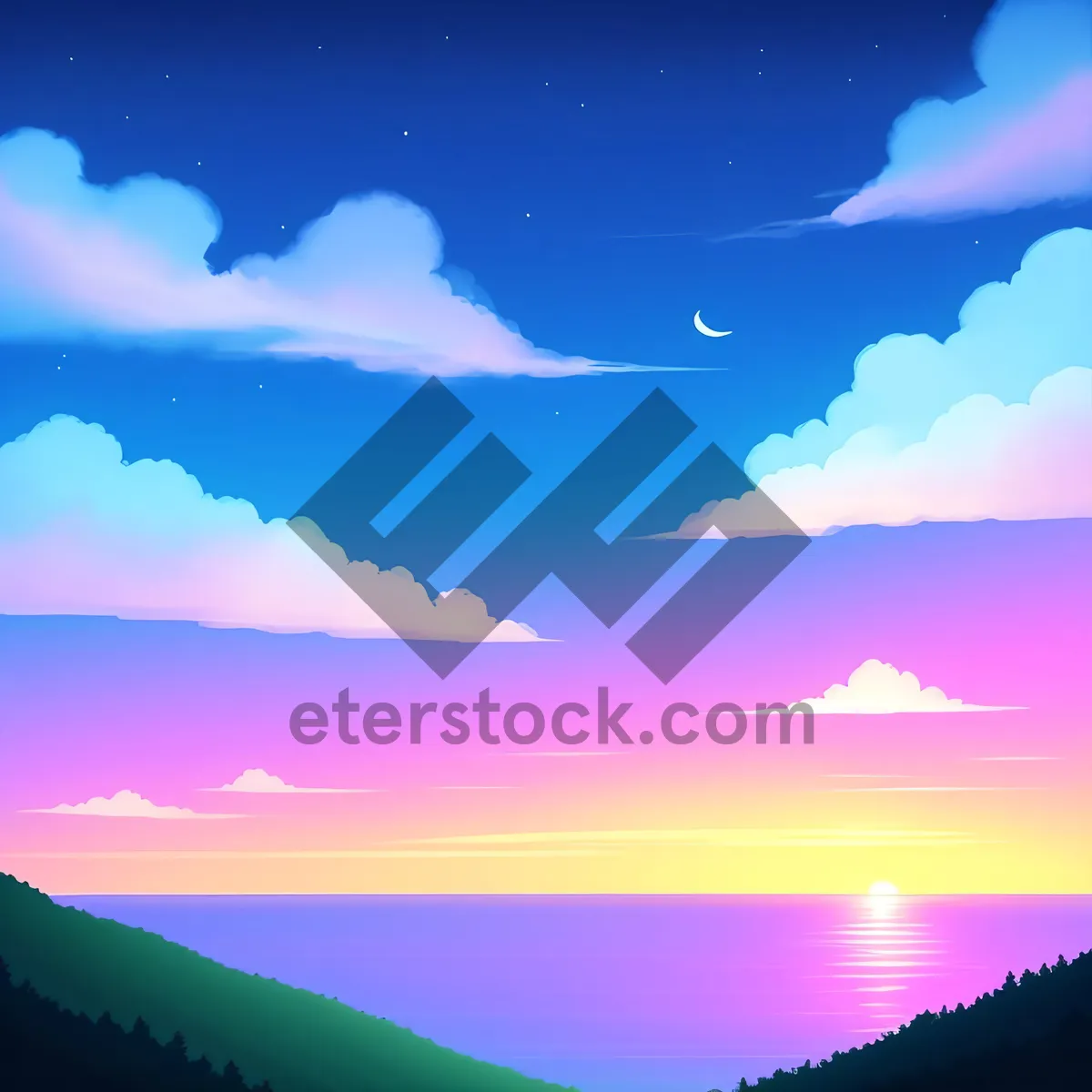Picture of Sunny Summer Sky with Crimson Sunset